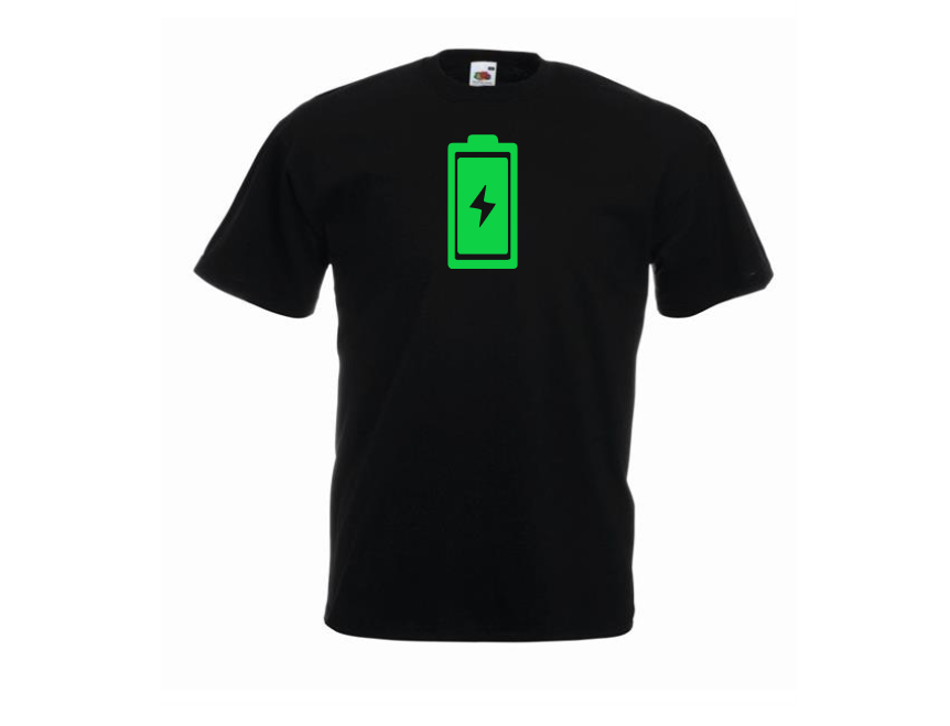 T-SHIRT :: TEMPLATE ::: Full of Charge ( Fluorescent Orange or Green )